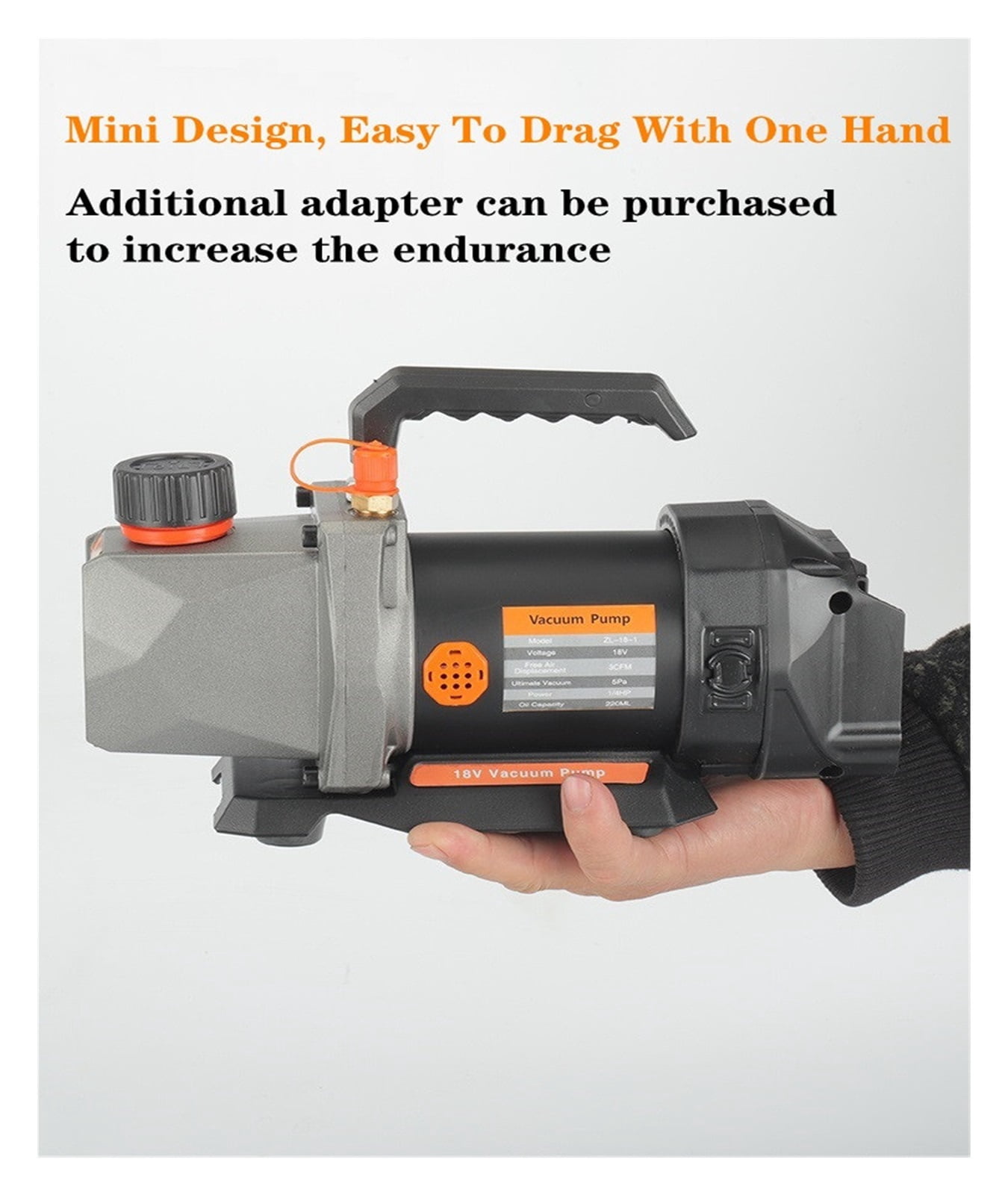 18V Lithium Battery Vacuum Pump 5Pa 80W 2.5CFM 1/4 Air Inlet Refrigeration For Car Household Air Conditioning For 18V Battery ,Outstanding Oil Inlet System