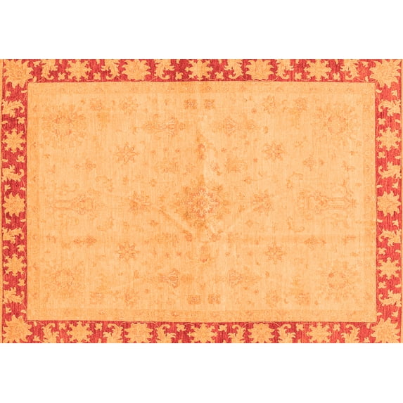 Ahgly Company Indoor Rectangle Oriental Orange Traditional Area Rugs, 7' x 9'