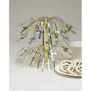 Creative Converting Silver and Gold Cross Mini Foil Spray Centerpiece for Baptism, Christening, Confirmation, Communion
