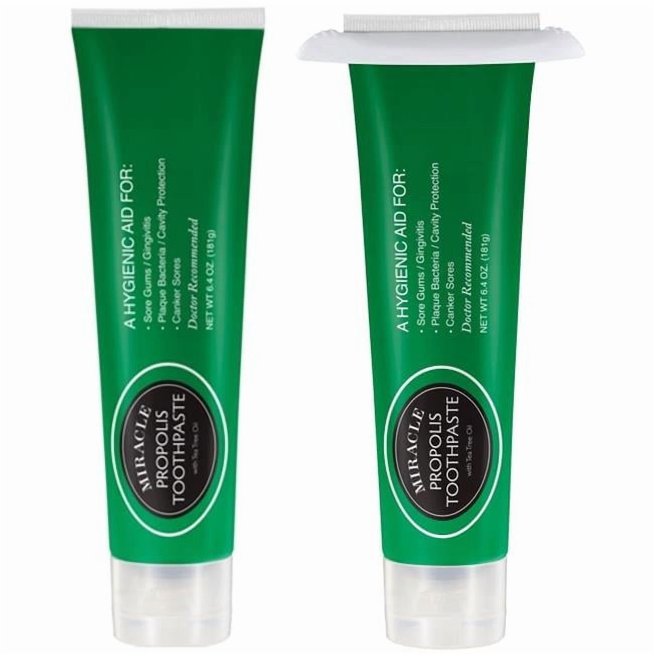 2 Pack Miracle Propolis Toothpaste + Tea Tree Oil, No Fluoride Max Strength Large Tube 6.4oz x 2