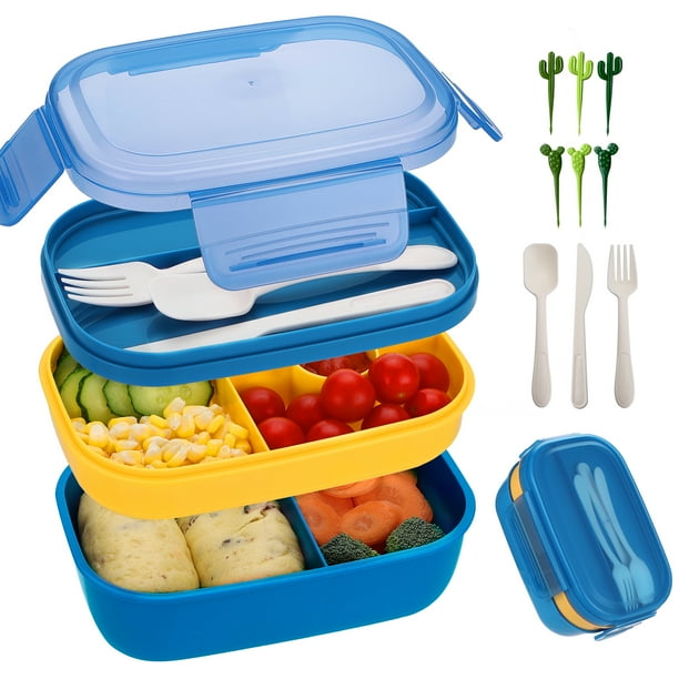 Bento Box Lunch Box Container, 3 Stackable AllinOne LERWAY Lunchbox