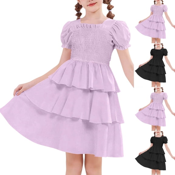 Edvintorg Dresses for Girls 10-12 Cute Short Sleeve Loose Summer Vacation Beach Dresses Clothes for Girls