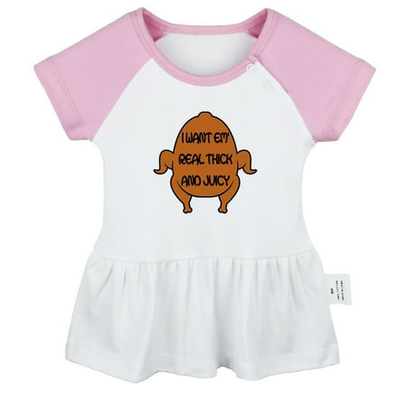 

I Want EM Real Thick And Juicy Funny Dresses For Baby Newborn Babies Skirts Infant Princess Dress 0-24M Kids Graphic Clothes (Pink Raglan Dresses 12-18 Months)