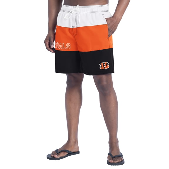 Men's G-III Sports by Carl Banks  Black/Orange Cincinnati Bengals Sunrise Volley Swim Shorts