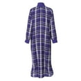 thumbnail image 3 of Metropolitan Womens Long Sleeve Flannel Nightgown Zippered Housecoats for Women - Purple, 2X, 3 of 6