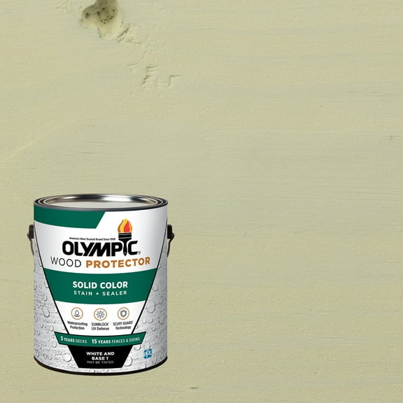 Olympic 1 Gallon SC-1051 Mystic White Exterior Solid Wood Protector Stain Plus Sealer in One