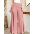 thumbnail image 2 of Womens Wide Leg Pants Dressy Casual Elastic High Waisted Palazzo Pants Work Office Business Lounge Trousers Pink M, 2 of 4