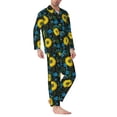 thumbnail image 2 of Balery Sunflowers And Blue Flower Pijama para Hombre de Dos Piezas con Manga Larga, Conjunto de Dormir y Descanso Suave con Bolsillos-Large, 2 of 7