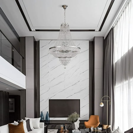 

TFCFL silver Luxury Crystal Chandelier for Living Room Corridor Dining Room Bedroom Banquet Hall Staircase