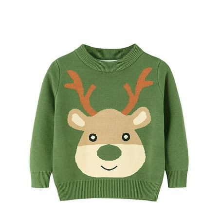 

Yubatuo Toddler Youth Teen Boys Girls Christmas Cartoon Knit Print Sweater Knitwear Baby Boy Clothes Green 140