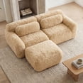 thumbnail image 2 of L-Shaped Boneless Sofa with Chaise, Plush Fabric, No Assembly, Light Khaki, 2-Seater, 2 of 10