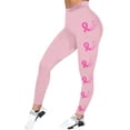 thumbnail image 5 of Breast Cancer Awareness Leggings For Women Pink Ribbon Print High Waist 4-Way Stretch Workout Pants for Running Casual, 5 of 5