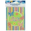Butterfly Stripe "Happy Birthday" Party Invitations (Available in a pack of 24)