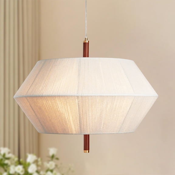 Brazilian Mod Oak Pendant Light , Cotton Rope Shade , Modernism , hanging lights for bedroom , pendant lights for dining room , living room chandlier