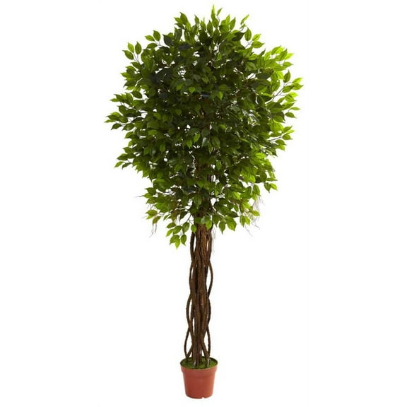 Nearly Natural 7.5' Ficus Artificial Tree UV Resistant (Indoor/Outdoor)