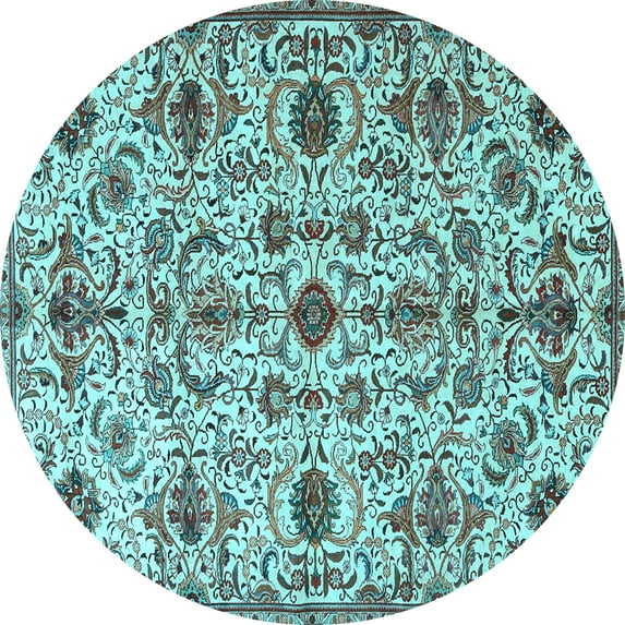 Ahgly Company Indoor Round Persian Light Blue Traditional Area Rugs, 6' Round