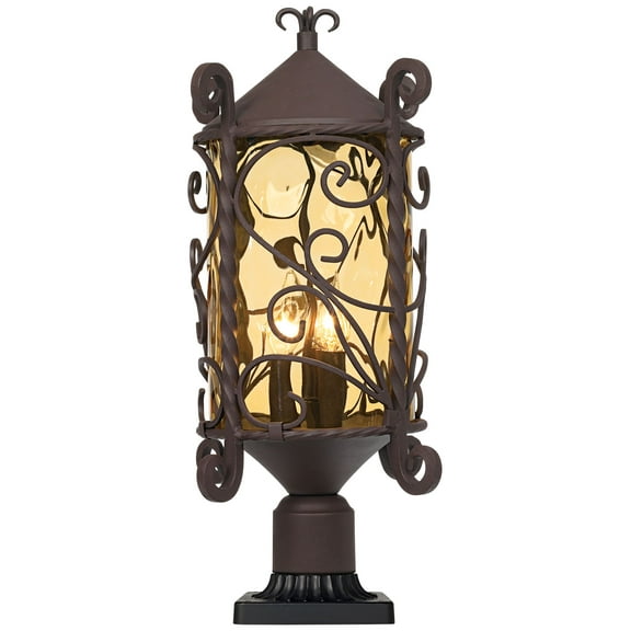 John Timberland Casa Seville Rustic Vintage Outdoor Pier Mount Light Dark Walnut 23 1/2" Hammered Champagne Glass for Post Exterior Barn Deck