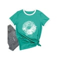 thumbnail image 3 of ManHanLi Women Dandelion Daisy Print Crew Neck Short Sleeve Contrast Color Tee, 3 of 7