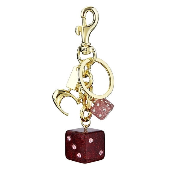 Pink Size Dice Crystal Drip Alphabet Keychain Student Ladies Bag Gift Pendant Keyring