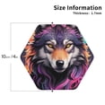 thumbnail image 2 of Honeii Colorful Wolf Head A print Leather Coaster Set of 4, ideal for safeguarding your furniture from drinks spills and effortless cleanup-Hexagon, 2 of 6