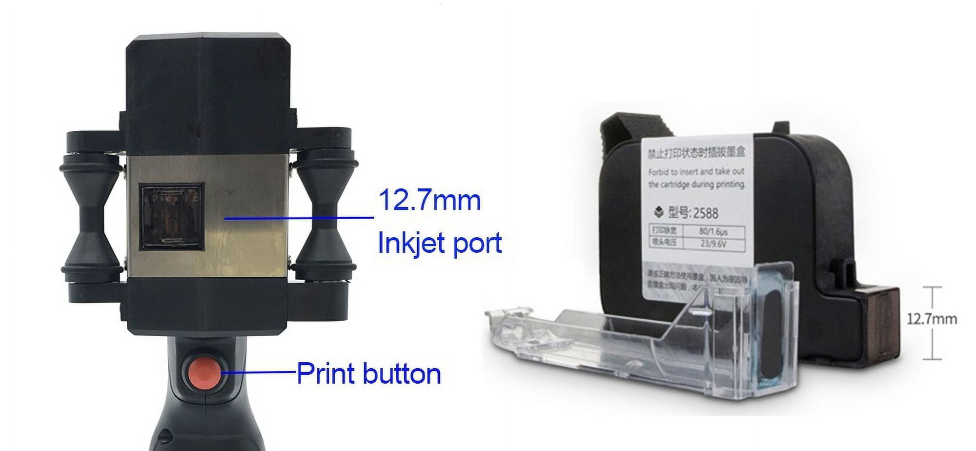 Handheld Inkjet Printer 1/2 Inch Touch Coder Label Print Machine With USB Import QR /Barcode/ Logo 12.7mm Printer ,Versatile Surface Compatibility