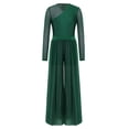 thumbnail image 4 of Aislor Boys Lyrical Outfit Long Sleeve V Neck Back Zipper Leotard with Mesh Split Pants Modern Dance Set for Recital Dark Green 6, 4 of 7