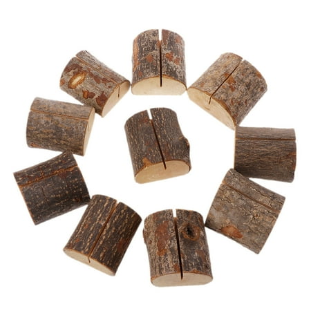 

10pcs Rustic Wood Table Number Message Place Card Holder Memo Holder Clip Pictur