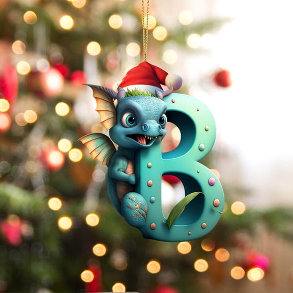 Herunwer Dinosaur Christmas Ornaments,Letter Cartoon Pendant, Dinosaur Xmas Tree Decorations Acrylic Dino Figures Hanging Gift, Christmas Tree Topper Ornaments for Christmas Tree