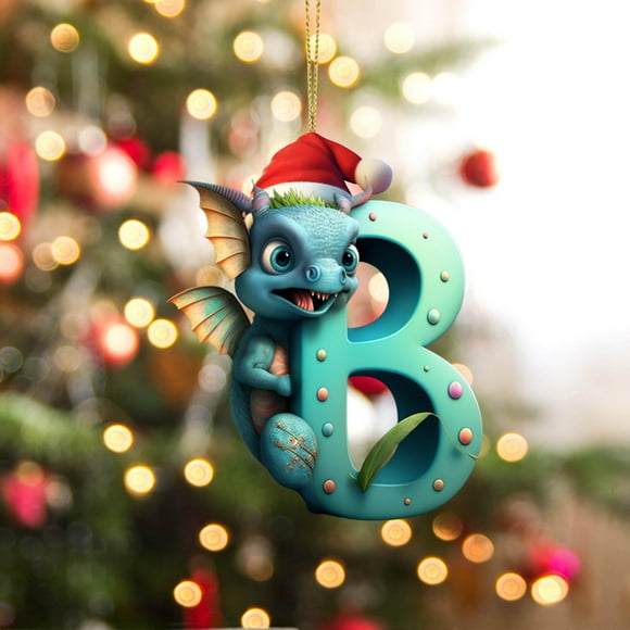 Christmas Ornement Dinosaure pour Enfants 26 Lettres Assorties Dinosaure Décoratif Suspendu Acrylique Plat Initiale Pendentif Animal Noël Bricolage pour Fête d'Anniversaire Thème Arbre de Noël Dinosaure