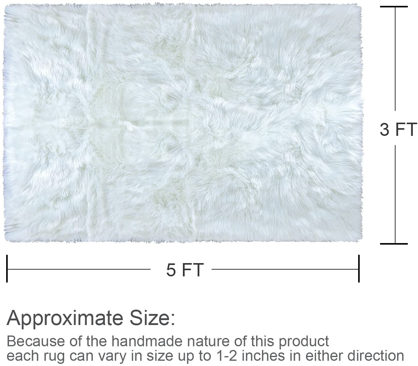 Lochas Soft Fluffy Rugs Faux Sheepskin Area Rug for Bedroom Living Room Bedside Carpet Nursery Washable Floor Mat,3'x5',White