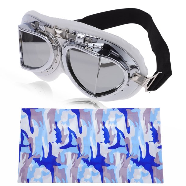 Gafas de montar para motocicleta plegables de PC PU esponja para motocross y ATV, lente tono plateado, marco blanco