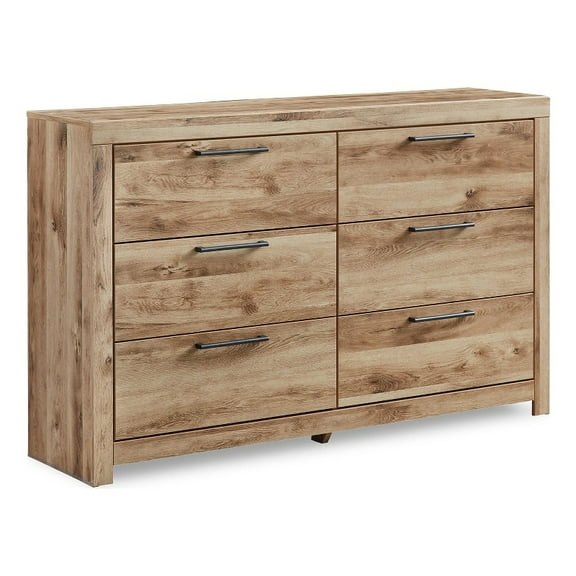 Ashley Furniture Hyanna 6-Drawer Farmhouse Wood Dresser in Light Brown