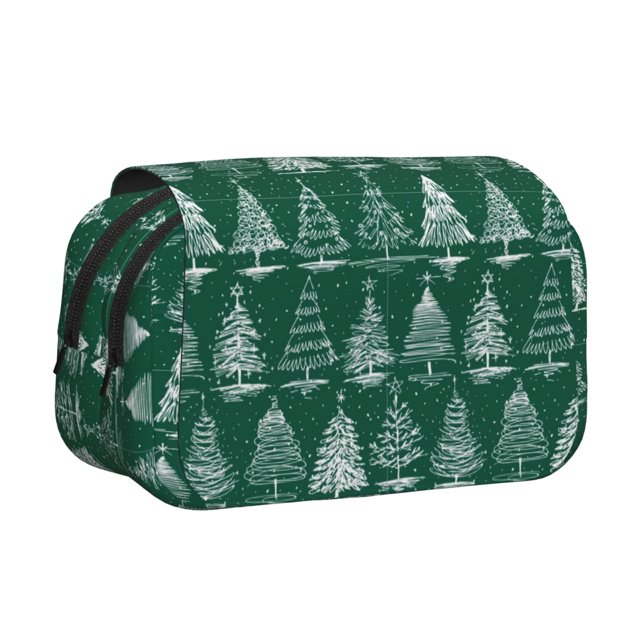 Disketp Christmas Trees Estuche de Lápices de Doble Capa con Tapa Abatible y Cremallera, Organizador Escolar para Adolescentes y Adultos