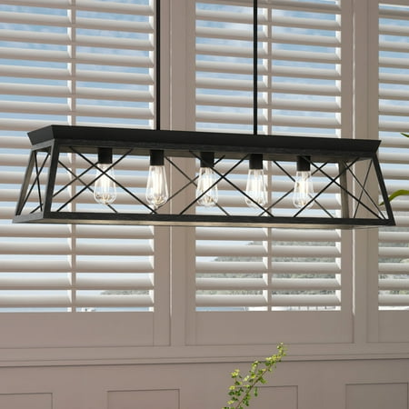 

Luxury Industrial Chandelier 9H x 38W with Modern Farmhouse Style Midnight Black UHP3920 by Urban Ambiance