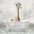 thumbnail image 3 of Kimberly, Allen 12x12 Black Modern Framed Museum Art Print Titled - Baby Giraffe Bath, 3 of 5