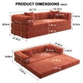 thumbnail image 5 of Orange convertible teddy sofa bed set with 2 pillows, 5-in-1 modular three-seater sofa for small spaces, removable machine-washable fabric, pet-friendly, suitable for large and small l, 5 of 7