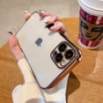 thumbnail image 1 of Funda de teléfono chapada cuadrada de lujo Original para iPhone 11, 12, 14, 13 Pro Max, Mini, XS, XR, X, 8, 7 Plus, SE 2022, cubierta trasera transparente, 1 of 4