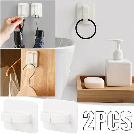 

Christmas Clearance! SuoKom Wall Mount Adhesive Hooks White Hanging Clip Hooks Hanger Kitchen Bathroom Hook