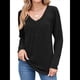 thumbnail image 1 of Camisetas de Larga para Mujer, Cuello en V, Suaves, Básicas, Holgadas, Informales, Moda de Otoño. Negro XXL, 1 of 10