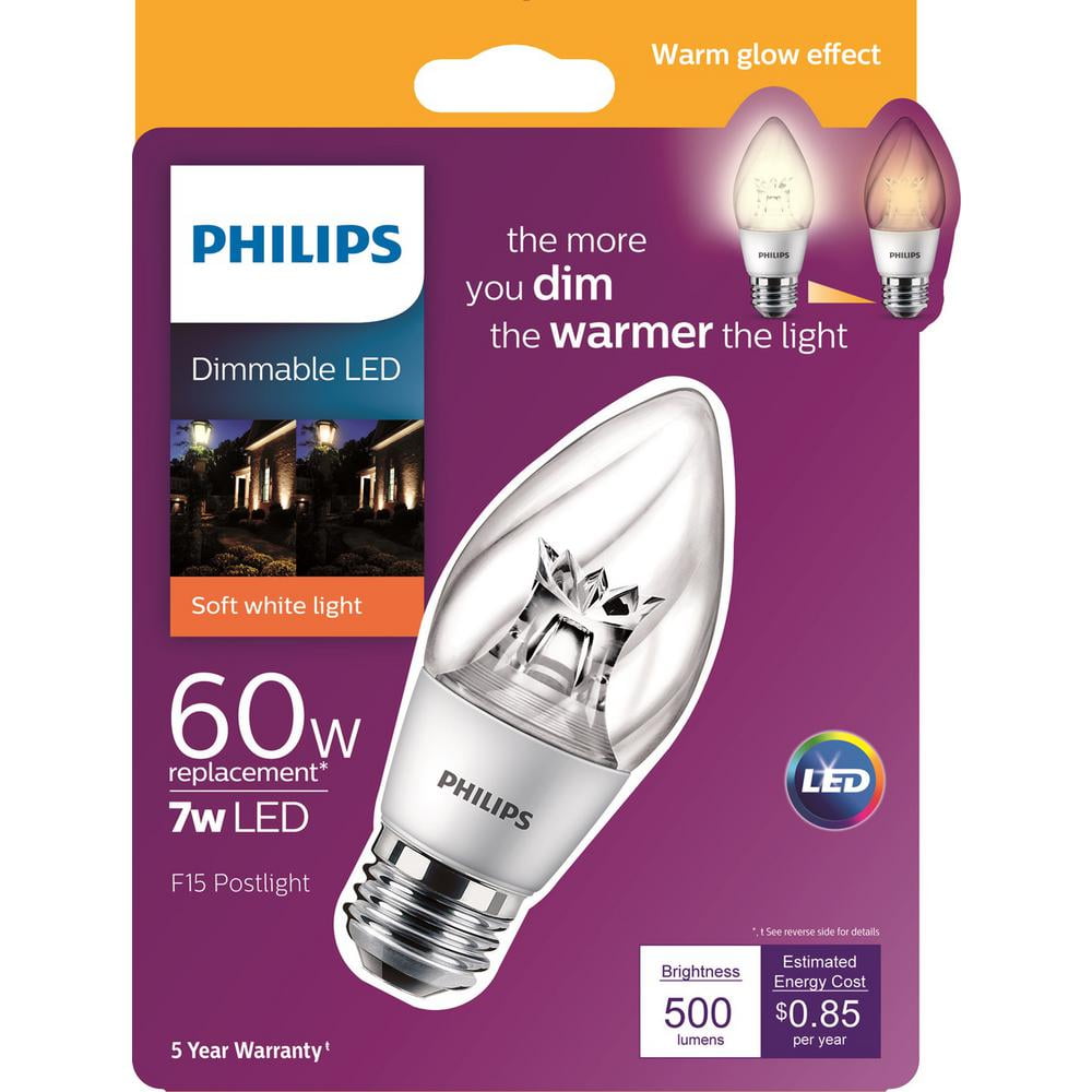 streepje Het beste Classificeren Philips 60-Watt Equivalent F15 Dimmable LED Post Light Star Soft White  Clear with warm Glow Light Effect - Walmart.com