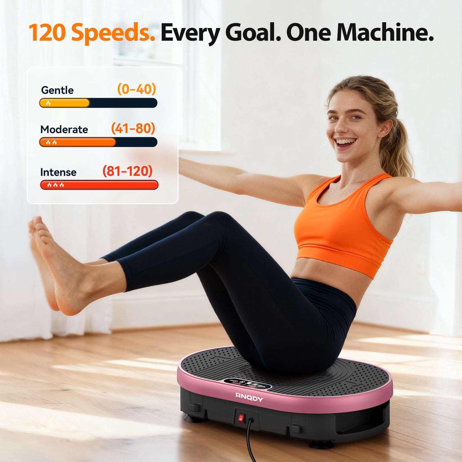 Anqdy Vibration Plate Exercise Machine Whole Body Shake with Remote Control Pink 1-Count
