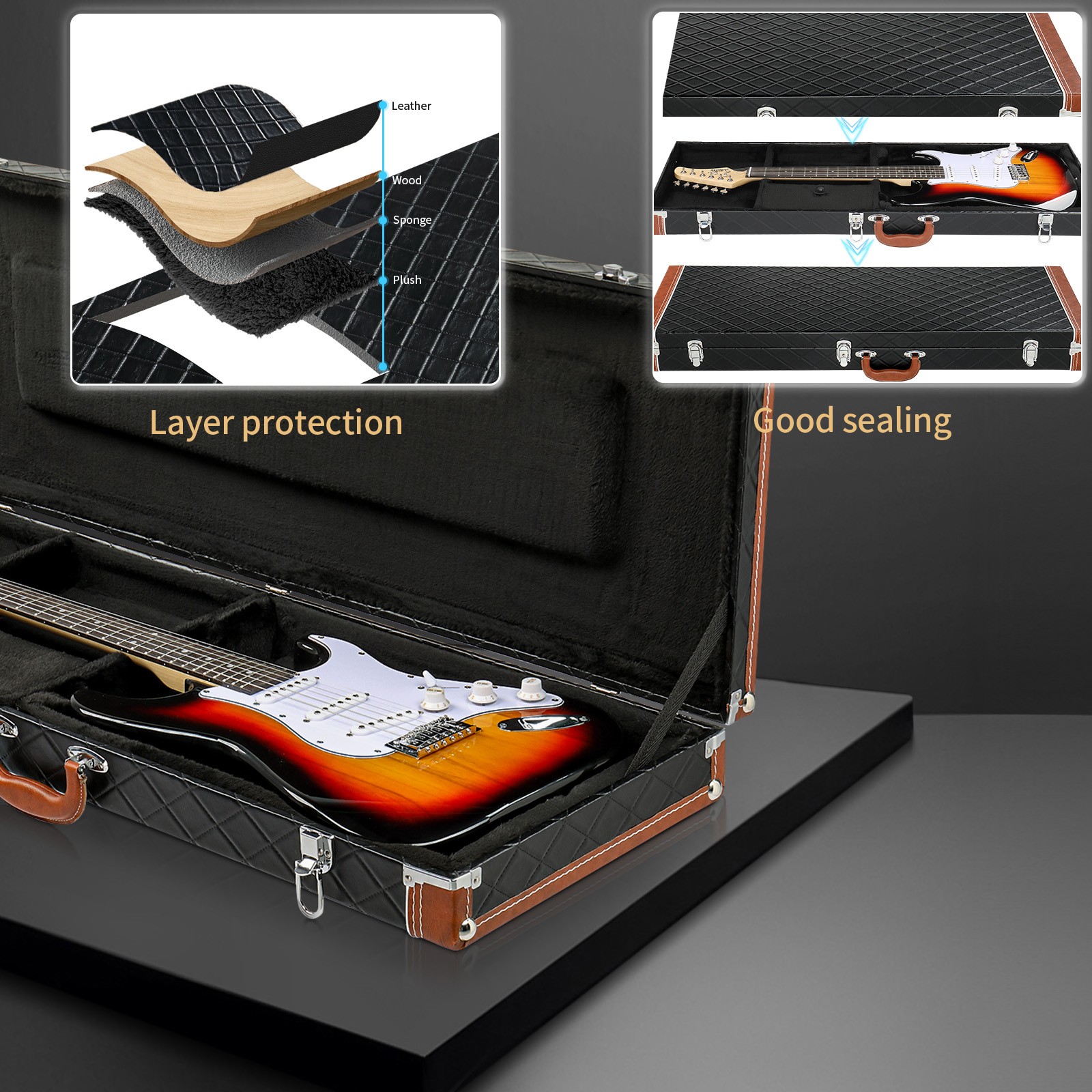 LINJH for GST GTL 170 SG Electric Hard-Shell Guitar Rectangular Case w/ Full Neck