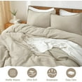 thumbnail image 5 of PHF 3-Piece Waffle Weave Comforter Set Queen Size, Lightweight Comfy Bedding Set for All Season, Ultra Soft Textured 1 Comforter with 2 Pillow Shams, Linen, 5 of 7
