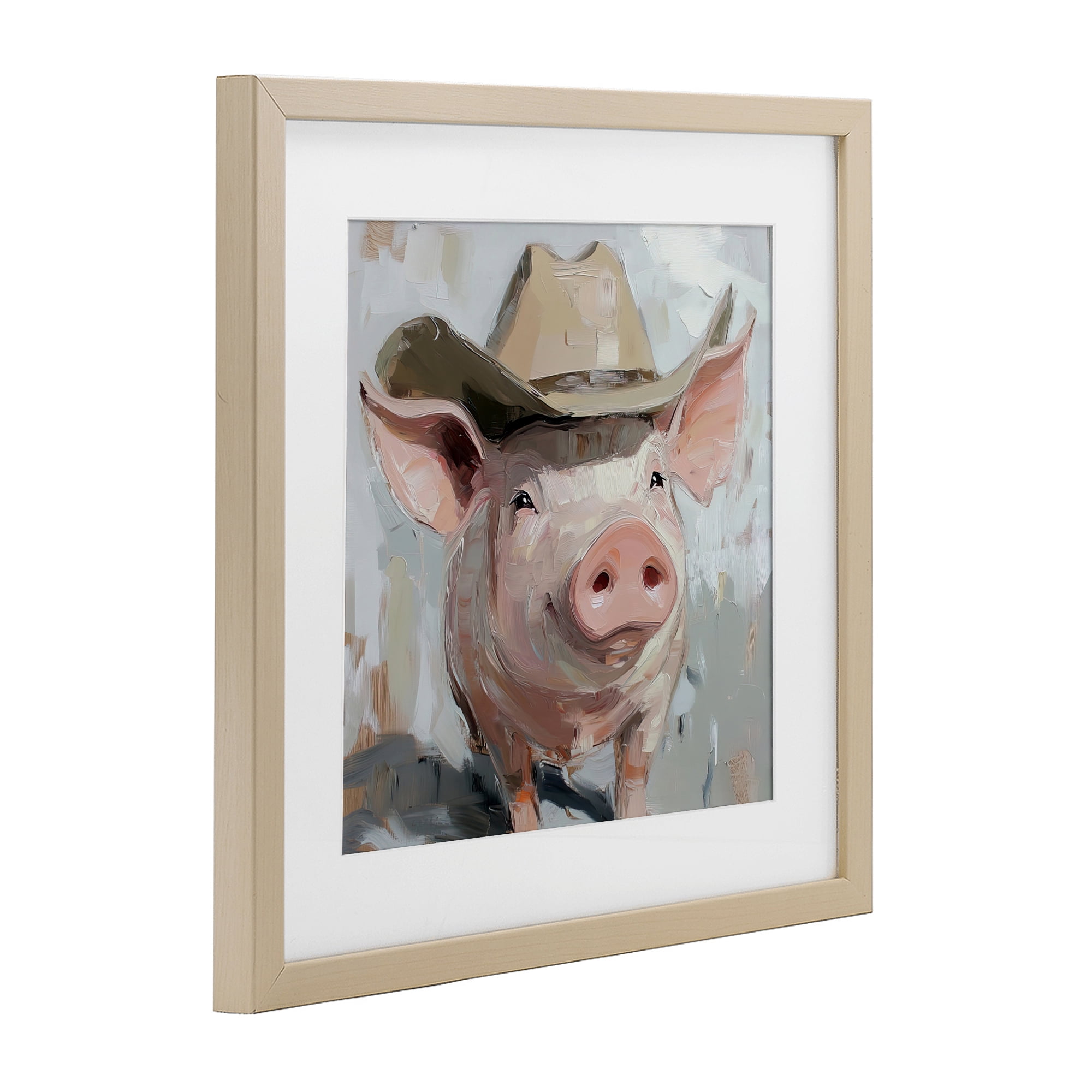 Stupell Industries Cowboy Chester Pig Birch Framed Print Under Glass, design by Tina LeCour
