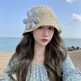 thumbnail image 3 of CoCopeanut Women Lady Girl Fashion Summer Beach Medium Brim Foldable Travel Sun Straw Hat Cap Holiday Vacation Casual Flower Design Sun Hat, 3 of 6