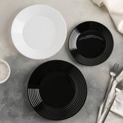 Kitchen Dinnerware Set for Home Harena Black and White Dinnerware Set 18 Pieces for 6 Persons Dinner Plates Soup Bowl Dessert Plates