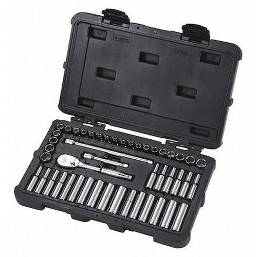 Westward 1/4" Drive Socket Set SAE, Metric 47 Pieces 3.5 mm to 12 mm, 5/32 in to 1/2 in , Chrome