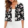 thumbnail image 2 of Axiiglly Cardigan for Women Summer Lightweight Floral 3/4 Sleeve Open Front Cropped Cardigan Loose and Breathable, S-2XL, 2 of 7