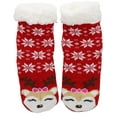 thumbnail image 3 of Gold Medal Kid's Thermal Non-Skid Holiday Christmas Slipper Socks (2pr) Red Dear & Grey Santa, 3 of 8