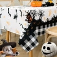 thumbnail image 5 of Halloween Tablecloth, Castle Ghost Decorative Rectangle Table Cloth, Holiday Fabric Table Cover for Party Picnic Dinner Decor, Black 60 x 102 Inch, 5 of 6